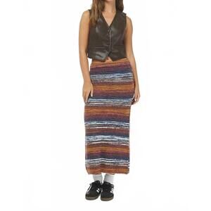 NEW NEEDII space dye boucle sweater midi skirt in burgundy